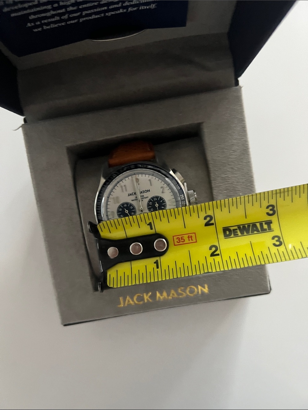 Men’s Jack Mason White/Blue Dial Chronograph Watch with Brown Leather Strap - Picture 12 of 12